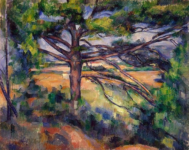 Paul Cezanne Grobe Kiefer mit roten Feldern Spain oil painting art